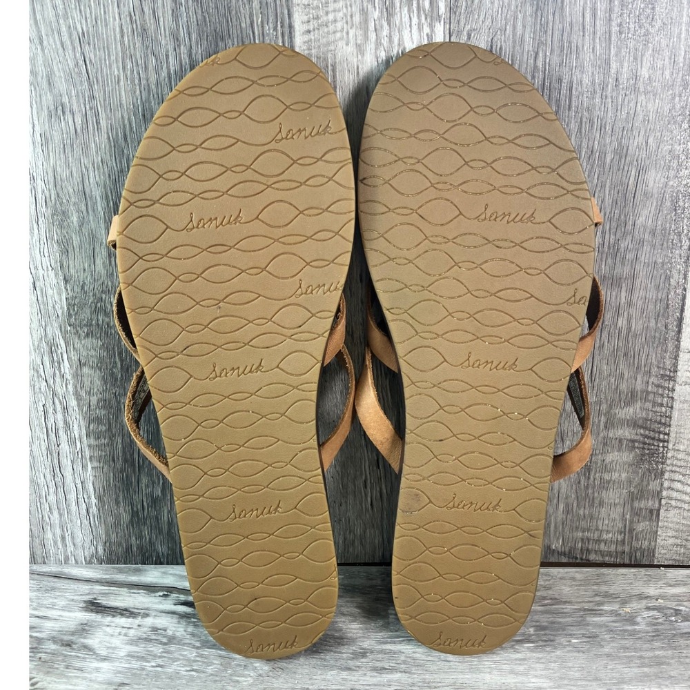 Sanuk Yoga Sling Ella Brown Strappy Toe Loop Flat Sandals Womens 9 1019792 - Picture 4 of 6